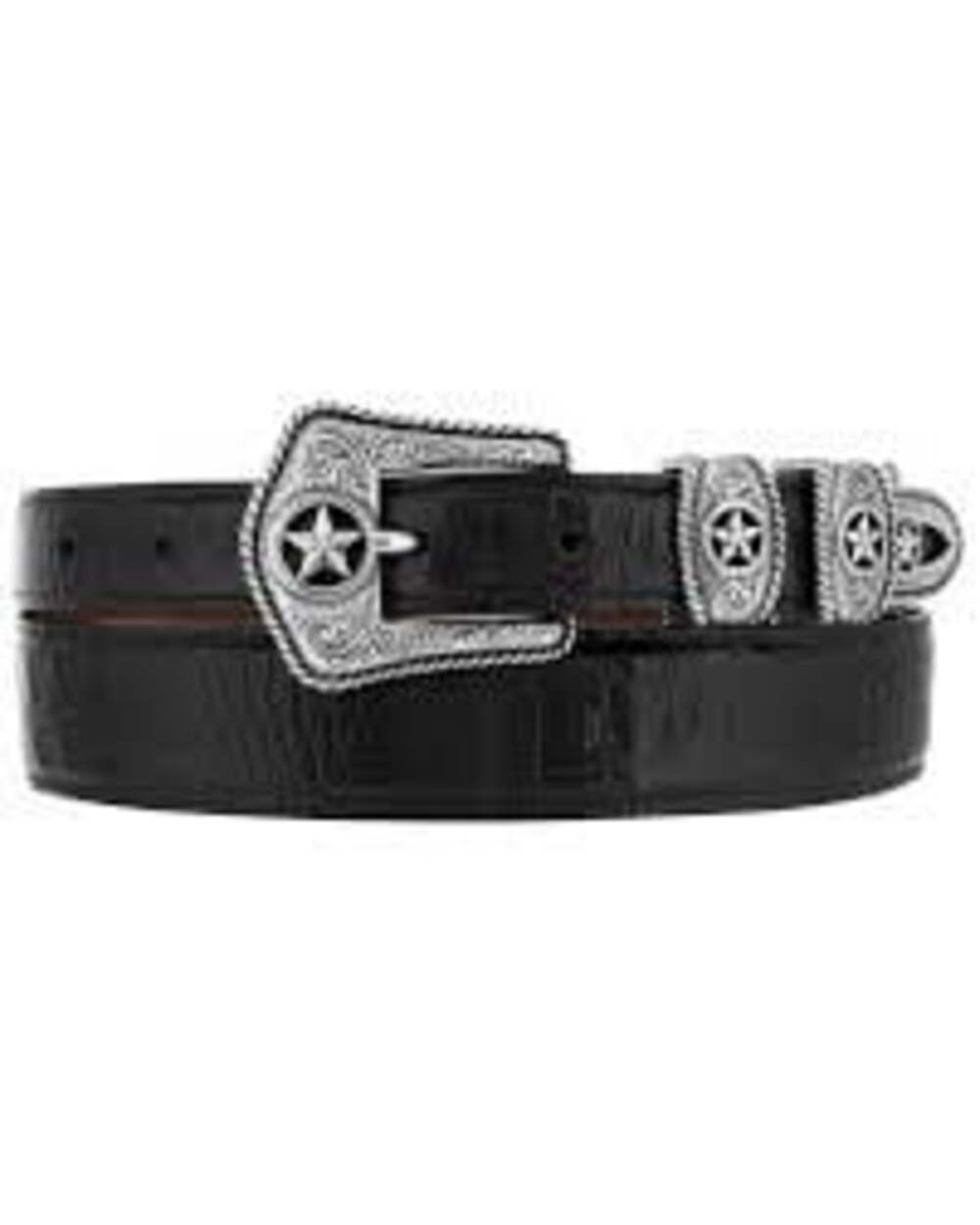 SOLD. Tony Lama  Country Croc Print Black Western Ranger Belt C42123 SOLD